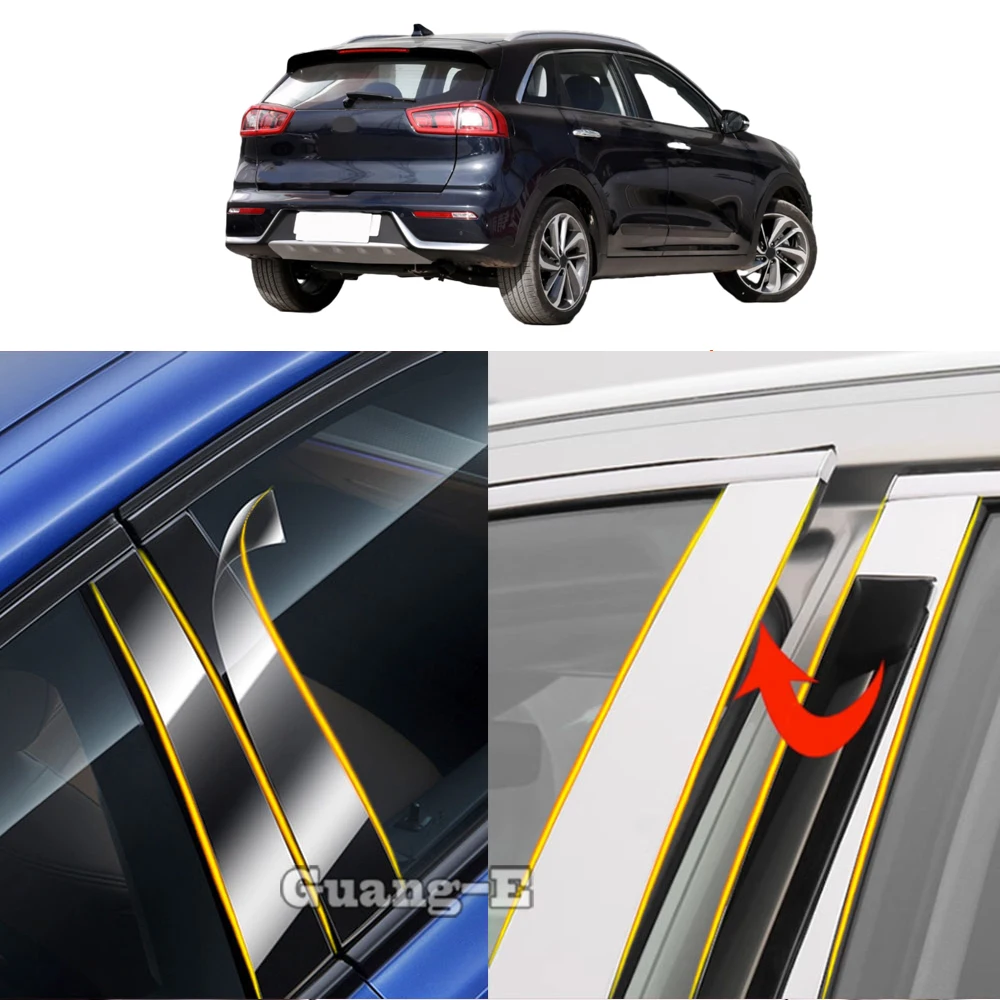 

Car TPU/Glossy Mirror Pillar Post Cover For Kia Niro 2016-2021 Door Trim Window Molding Sticker Plate Accessories 8PCS