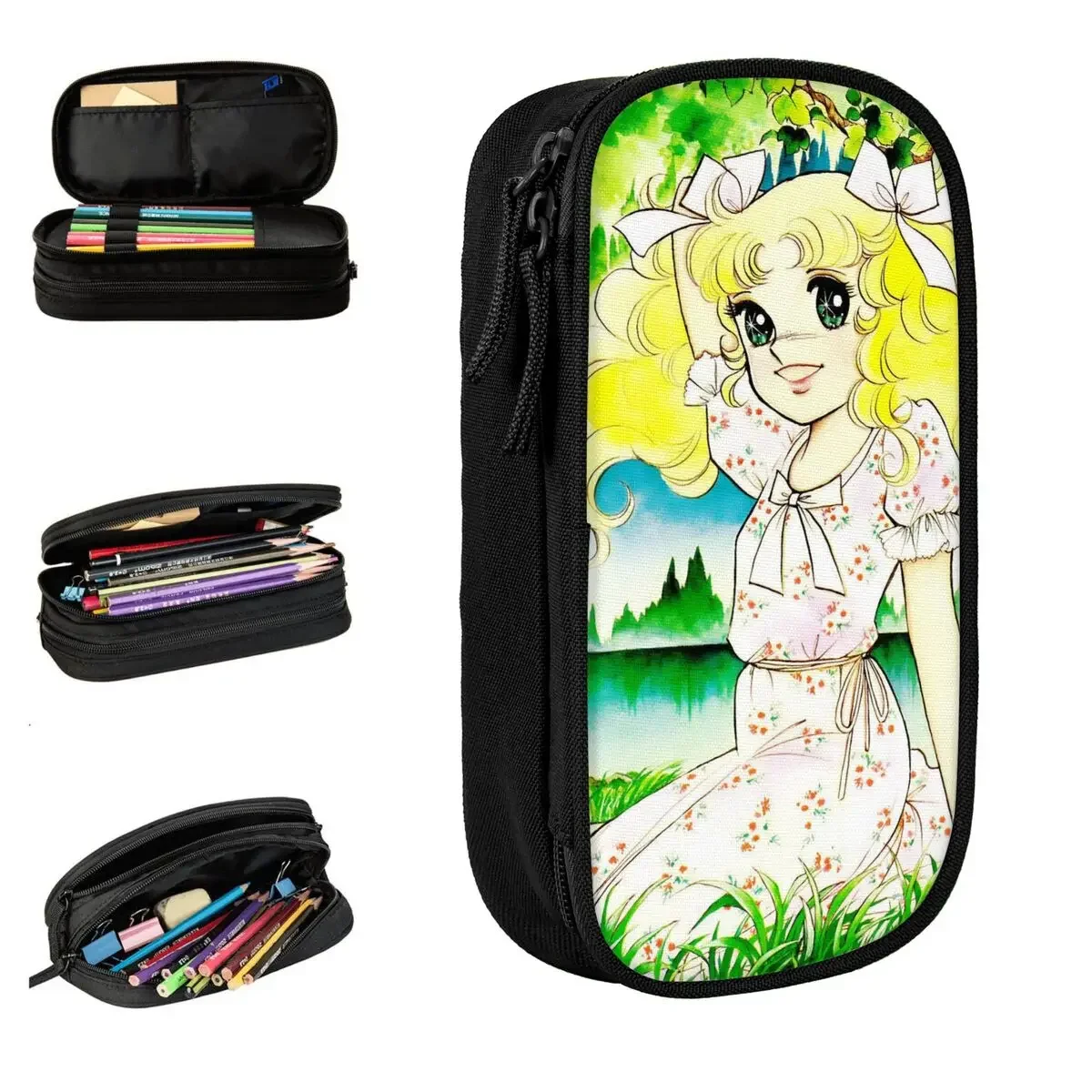 Lovely Candy Candy Manga Pencil Cases Pencil Pouch Pen Holder for Girls Boys Big Capacity Bag Office Gifts Stationery