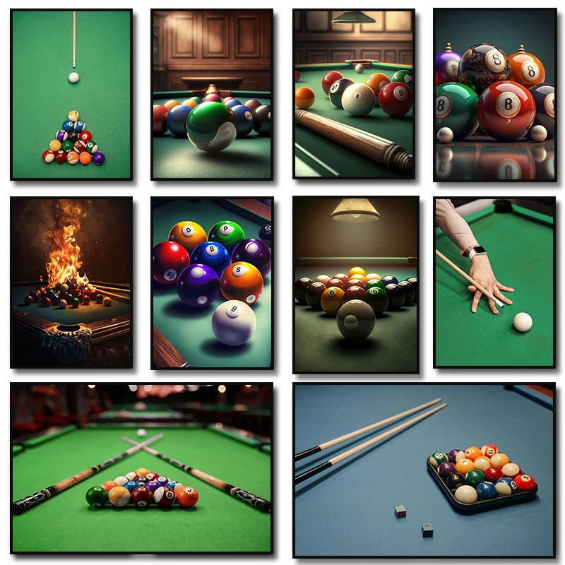 Vintage Billiards Wall Pictures Posters Prints Modern Sports Snooker Canvas Painting Wall Art for Living Room Club Wall Decor