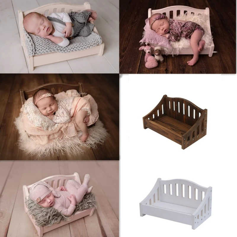 Cuna de bebé recién nacido, accesorios de fotografía, cama de fotos, silla de madera, accesorios de tiro infantil, accesorios de pose, muebles de fotografía