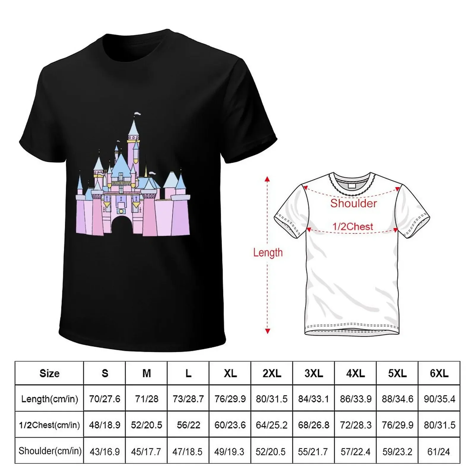 Pastel Princess Castle T-Shirt baggy shirts anime t shirts men t shirt