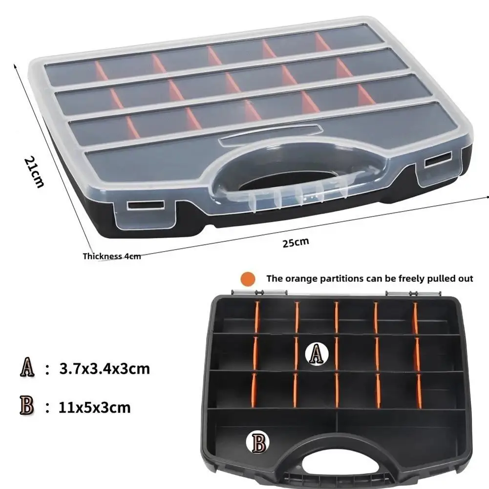 

25x21x4cm Tool Organizer Box Hardware Parts Storage Box Parts Organizer With Removable Dividers Hinged Lid Storage Box