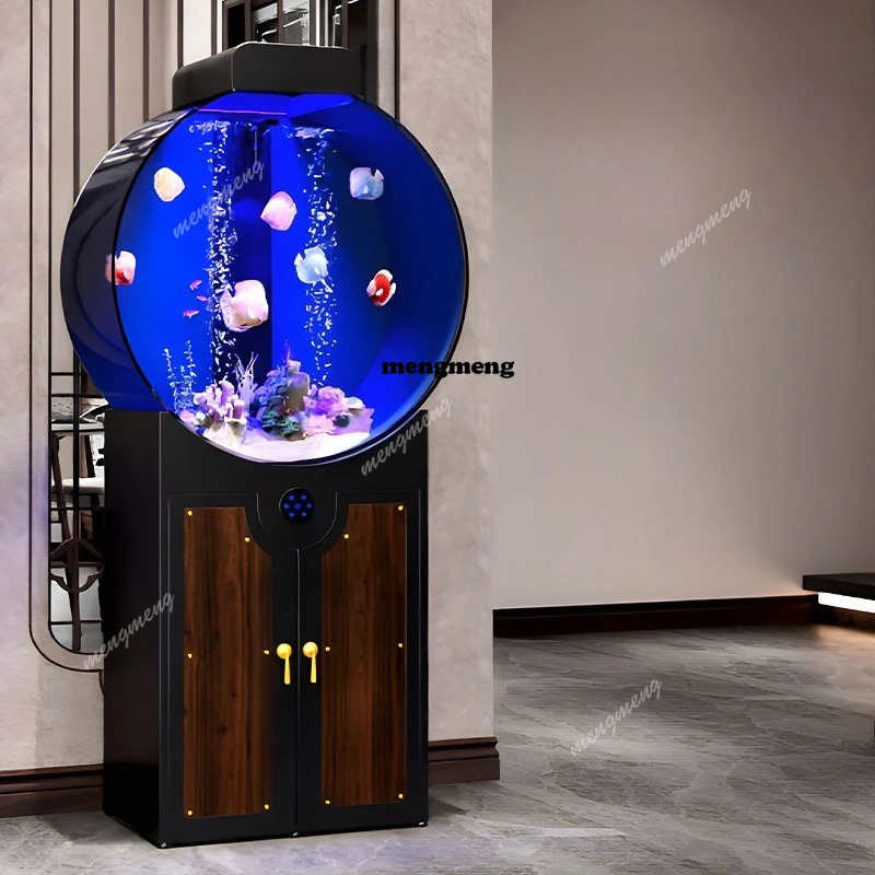 

2026 new round simple luxury fish tank home living room acrylic bottom filter water-free aquarium