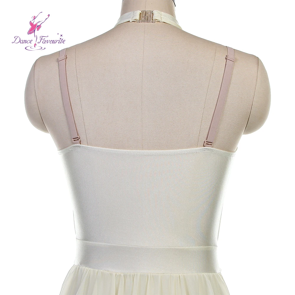 2026 جديد العاج دنة مع شبكة فستان طويل فستان الباليه الغنائي أزياء رقص DF25136B #6