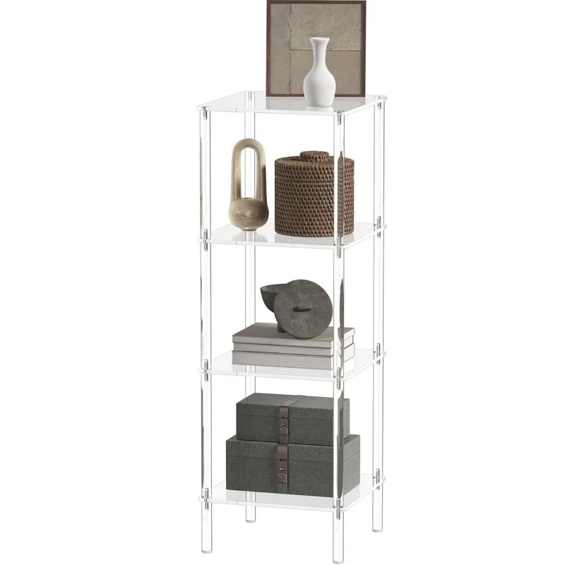 Acrylic shelf, non-punching floor-to-ceiling multi-layer transparent small side table, bedside table