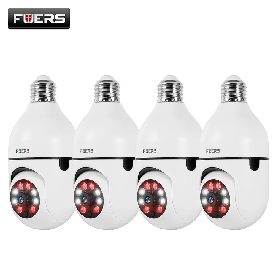 FUERS Bulb E27 Surveillance Camera Full Color Night Vision Automatic Human Tracking Indoor Security Monitor Wifi Miini IP Camera