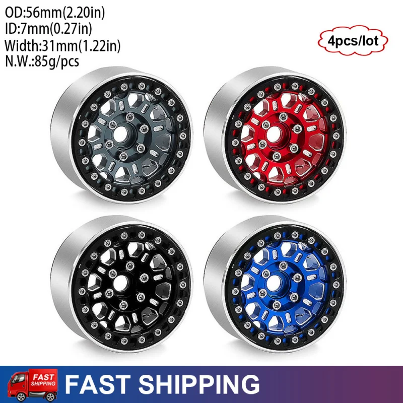 

4PCS 1.9" Metal RC Crawler Wheel Rim For 1/10 Traxxas TRX4 TRX6 SCX10 90046 AXI03007 D90 VS4-10 YK 4102 Upgrade Parts