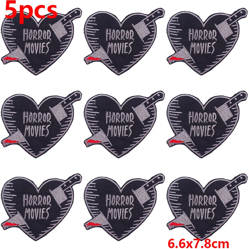 5PCS/Lots Punk Embroidery Patch Horror Movie Embroidered Patch Iron On Patches For Clothing Sticker Jacket Jeans Badge Decor DIY