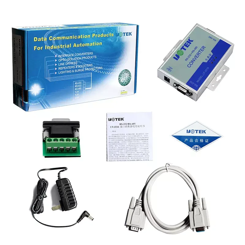 

UOTEK UT-2216 Оптоволоконный модем Одиночный преобразователь интерфейса Ethernet Преобразователь RS232/422/485 в оптоволоконный преобразователь
