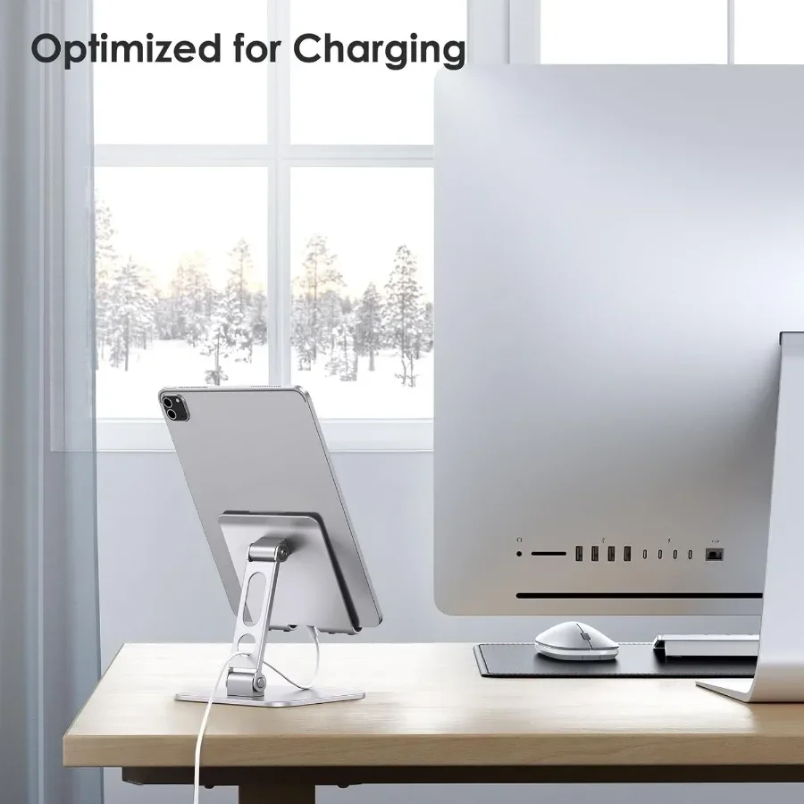 حامل حامل لوحي قابل للتعديل من OMOTON، حامل شاشة محمول عالي التحمل وقابل للطي، أساسيات السفر لجهاز iPad Pro Air Mi