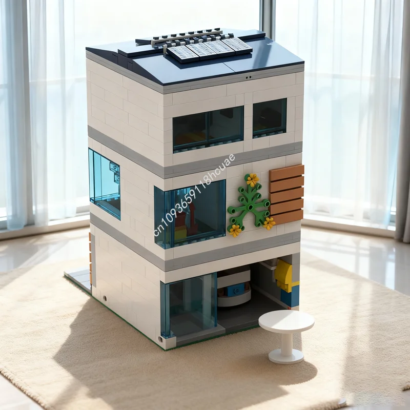 605pcs MOC Modern Family House Modular Modulared Model Building Christmas Gift Blocks Assemble DIY Education Brick Toys Kids