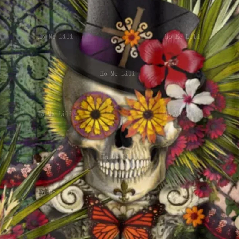 

ZHL22Новый Орлеан, сахарное растение, череп, занавеска для душа, декор для ванной комнаты, занавеска для душа от Ho Me Lili для декора ванной комнаты2Ol%