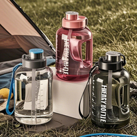 2.5L Sports Kettle with Lanyard Large Capacity Sports Bottle Outdoor Hiking Fitness Portable Water Drinking Jug with Straw