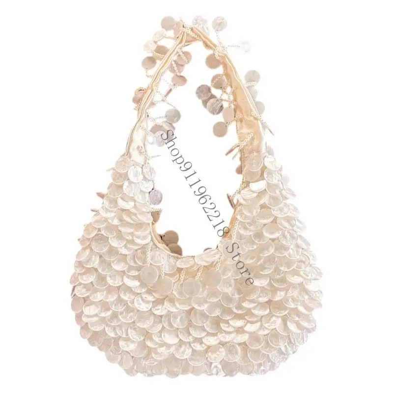 

Woven Sequins Underarm Bag Tear Resistant PVC Handbag Fashion Shoulder Bag Multipurpose Carry For Event Travel 066F