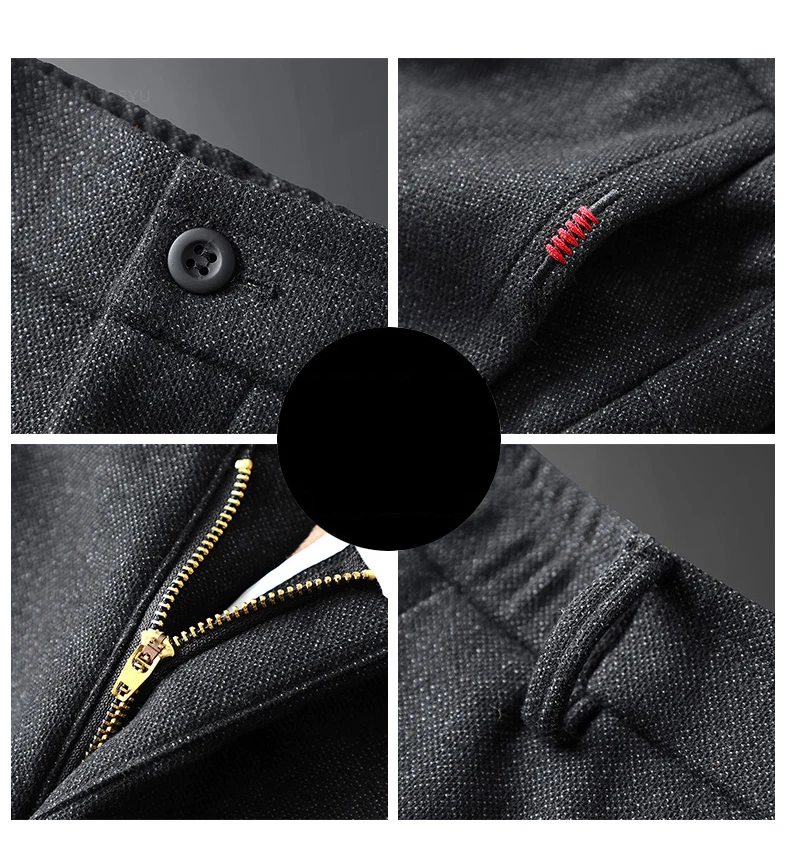 Autumn Winter Men's Casual Pants Solid Color Business Elastic Waist Slim Fit Stretch Thick Gray Black Blue Cotton Trousers Male 8 Se256e4f7054f4f04bec9d79b08e2a4bcT