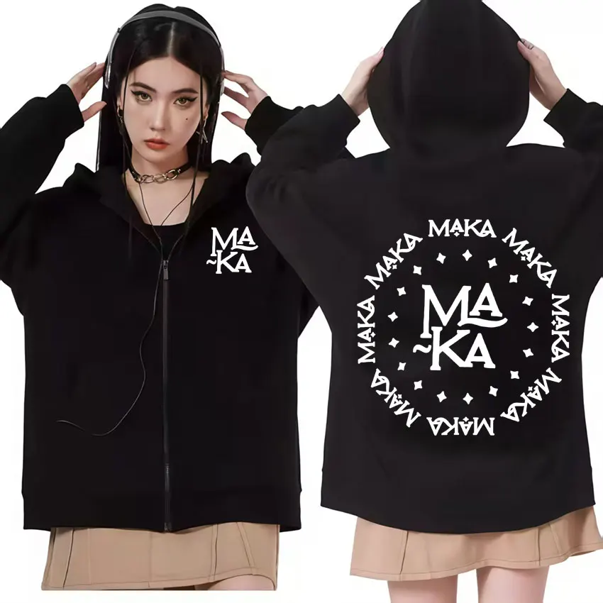 

Rapper Maka Jacket Print Zipper Hoodie Mens Gothic Clothes Harajuku Oversized Zip Up Coats Casual Comfort Aesthetic Sweatshirts