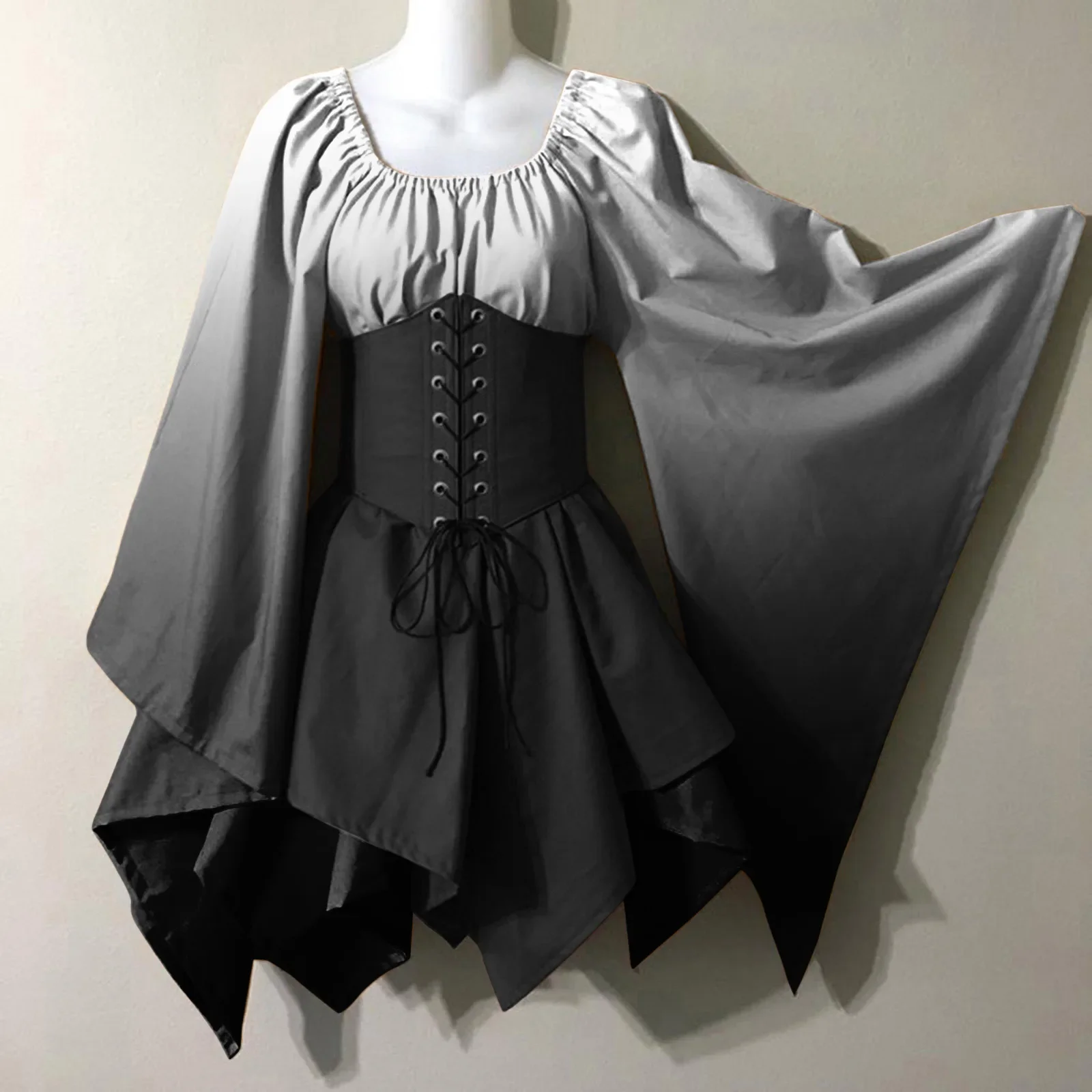 Robe de Cosplay Rétro a Imprimé Dégradé para mujer, Tenue de espectáculo de Halloween, Renacimiento du Moyen Âge