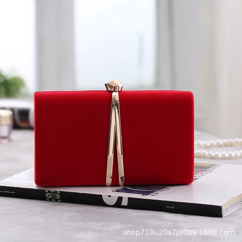 

Элегантные бархатные вечерние сумки, женские простые клатчи с металлическим узлом и пряжкой, свадебная вечеринка, красный хаки, изящная материнская сумка через плечо с цепочкой