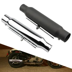 2X Universal Motorcycle Retro Exhaust Pipe Black/Silver Black/Silver 38/40/43/45mm Moto Exhaust Pipe For Harley Triumph Pit Bike