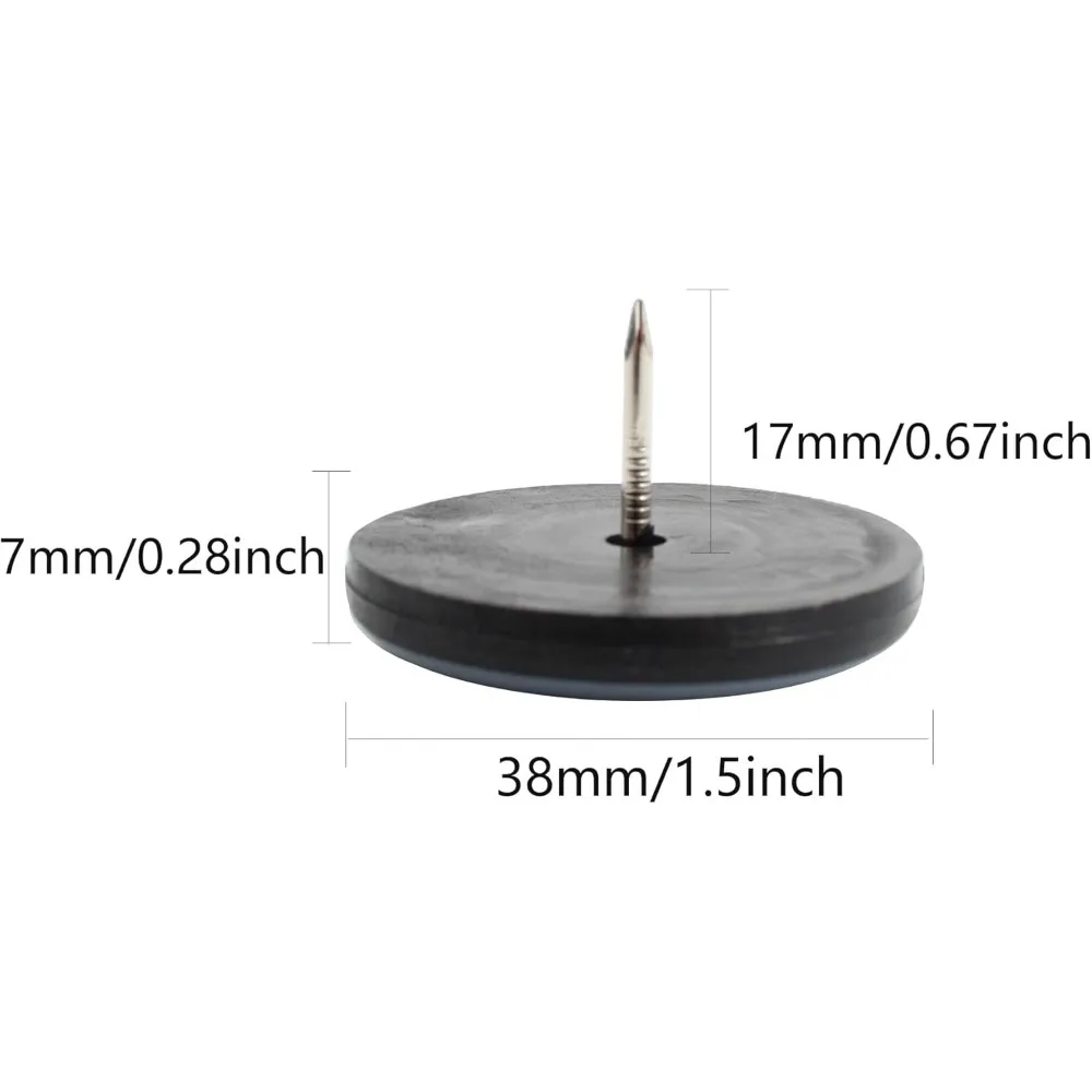 4/8/16Pcs Round Furniture Leg Pads with Screw & Nail-On, PTFE Sliders for Table Chair Cabinet Sofa - Floor Protectors for Moving view 3