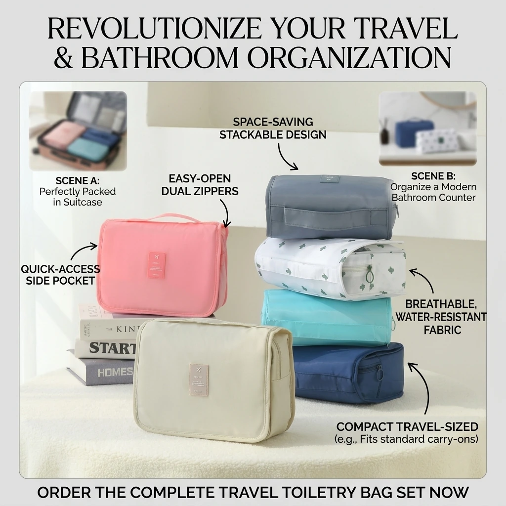 High Quality Travel Makeup Bag Waterproof Toiletries Organizer Women Neceser Bathroom Hook Wash Pouch Hook Makeup Storage Bag