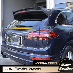 Car Rear Middle Spoiler Wings for Porsche Cayenne 958 Turbo S Sport 4-Door 2015-2017 Racing Tail Boot Lid Wing Lip Carbon Fiber