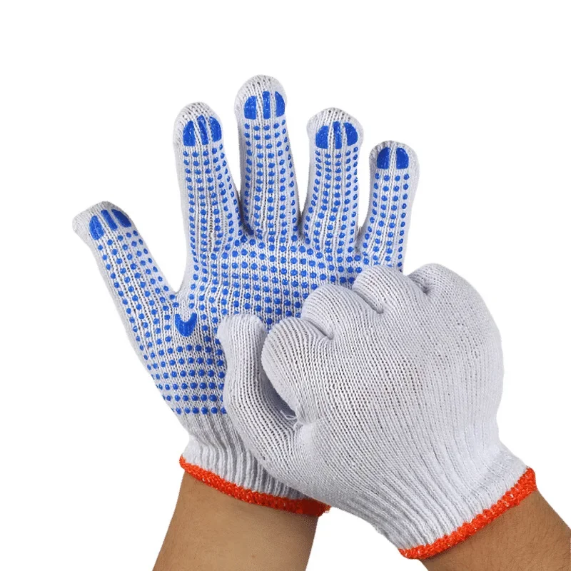 Men\'s work Gloves cotton women\'s with PVC for fishing coating workers garden 1 pairs