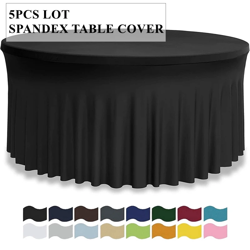 5pcs Wave Shape Spandex Table Cloth Lycra Stretch Table Cover Linen For Banquet Event Wedding Decoration