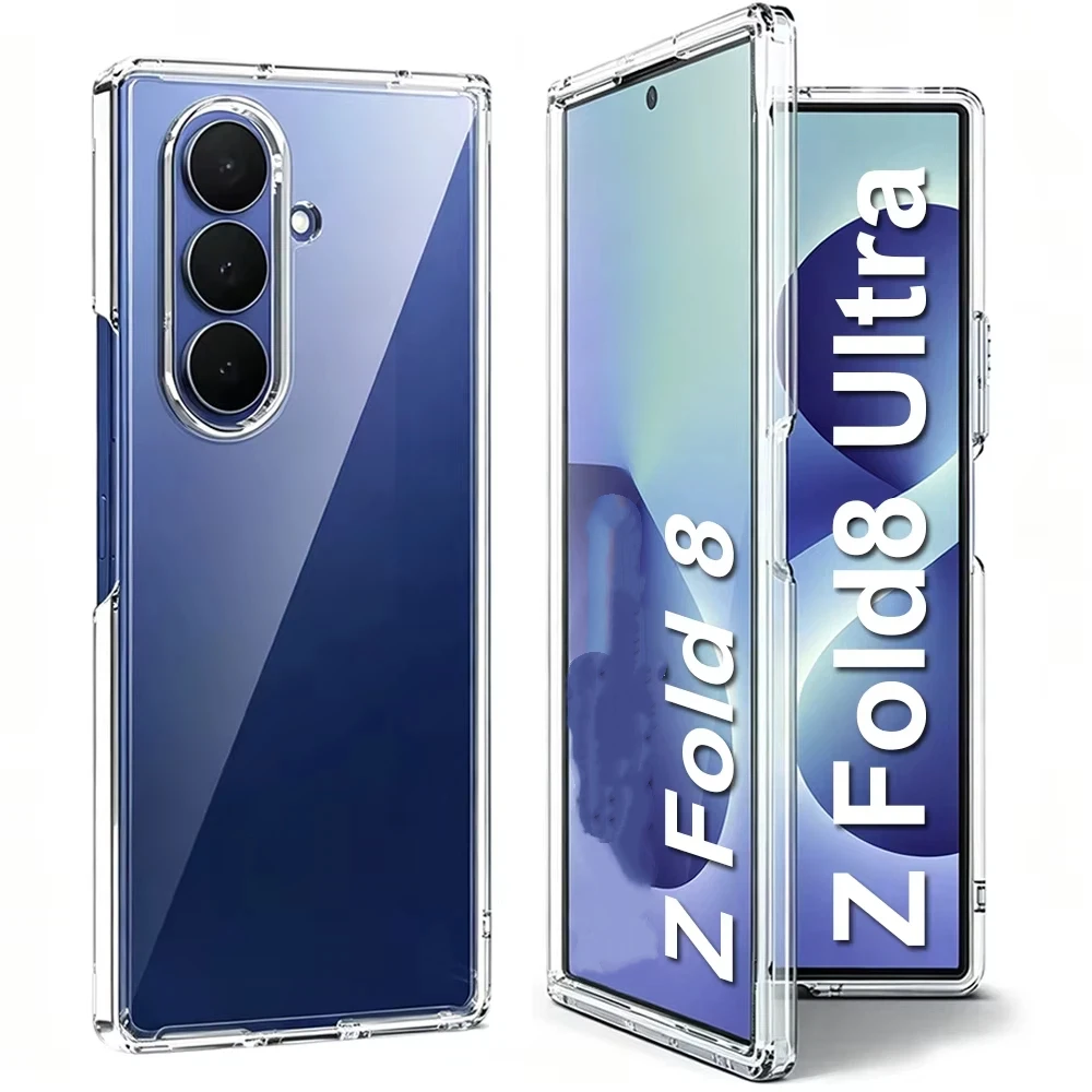 Transparent Protective Phone Case For Samsung Galaxy Z Fold 8 wide /Z fold 8 ultra Clear Crystal Hard PC Shockproof Cover