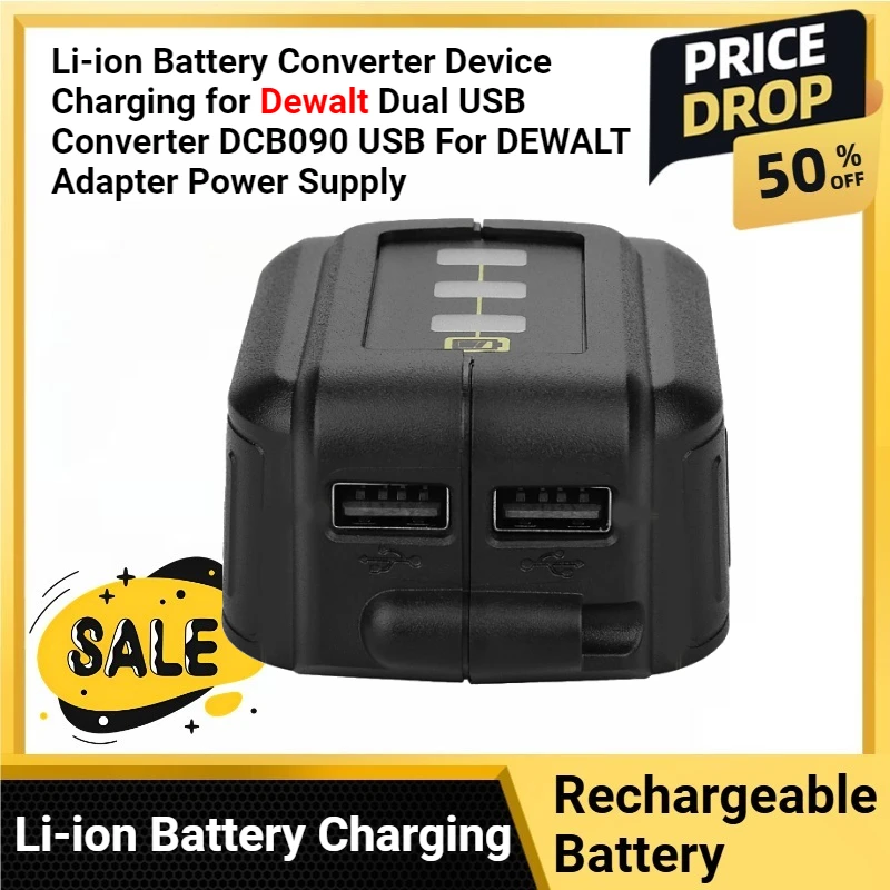 

14.4V 18V 20V Li-ion Battery Converter Device Charging for Dewalt Dual USB Converter DCB090 USB for DEWALT Adapter Power Supply