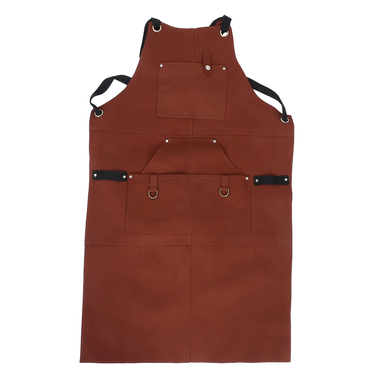 Heat Resistant Welding Apron Flame Retardant Cross Back Safety Gear Knee Length Tool Organizer Pockets Wide Padded Shoulder