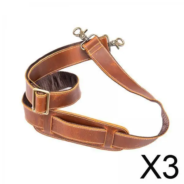 

3x Leather Bag Shoulder Strap, Detachable Crossbody Strap with Metal Hook for Briefcase, DIY Bag Accessories