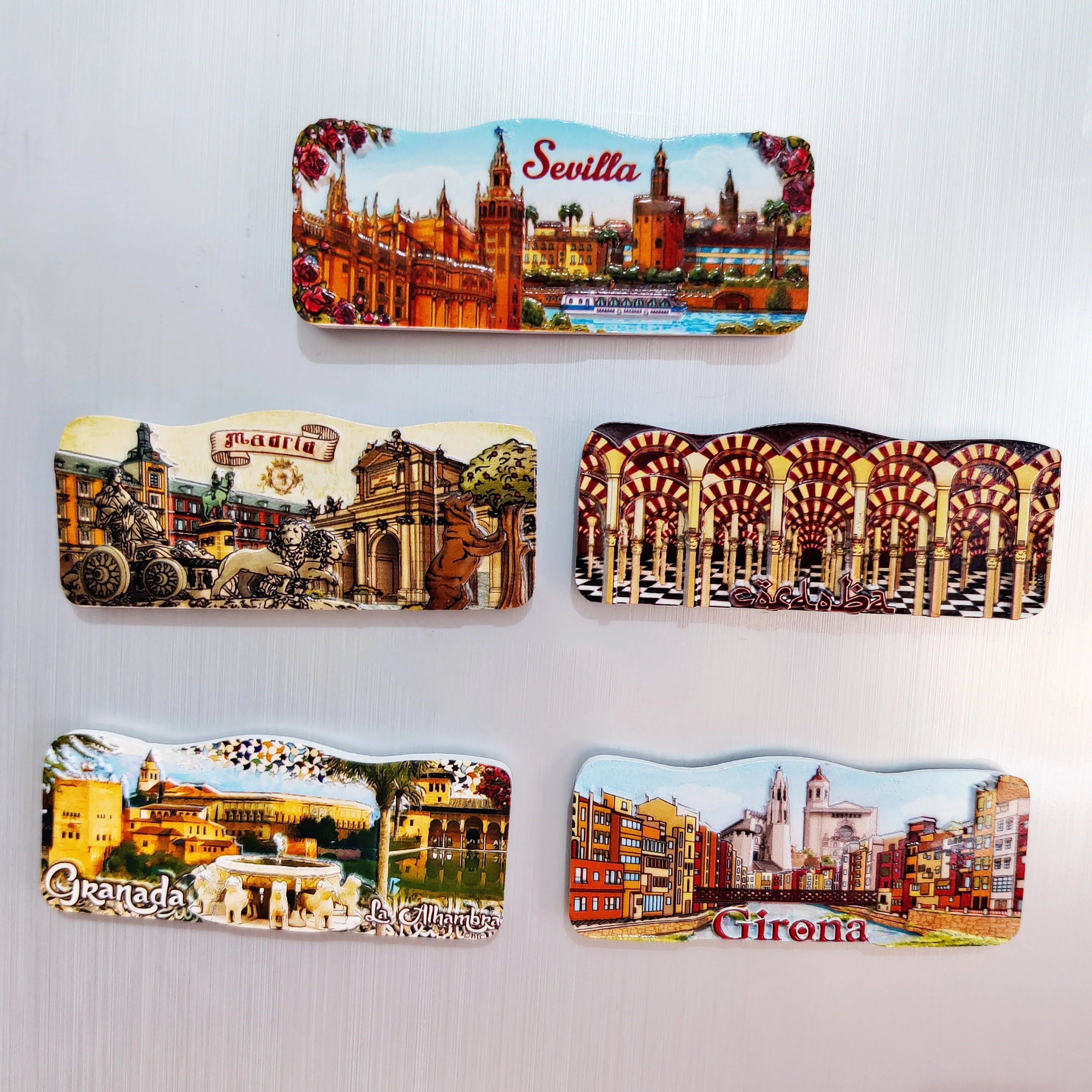 Spanish Theme Fridge Magnet Tourism Sites in Spain Exquisite Refrigerator Decoration Espanol Style Home Decor