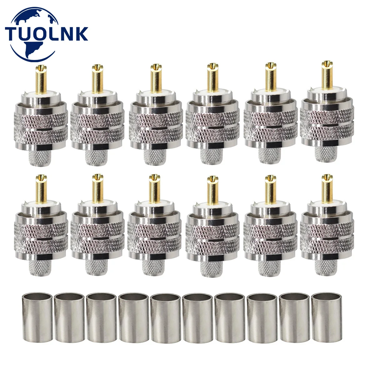 

10pcs/lot PL259 Connector UHF Male Plug Crimp Coax Adapter SO239 PL-259 RF Coaxial Connector for 5D-FB