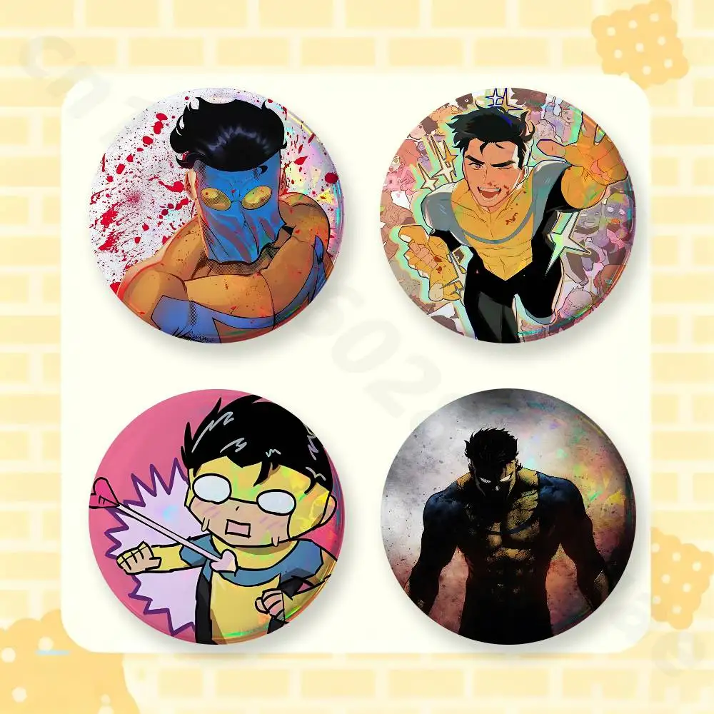 Invincible M-Mark Atom_M Eve Tinplate Enamel Pins Creativity Printed Pictures Text Metal Lapel Badges Brooches