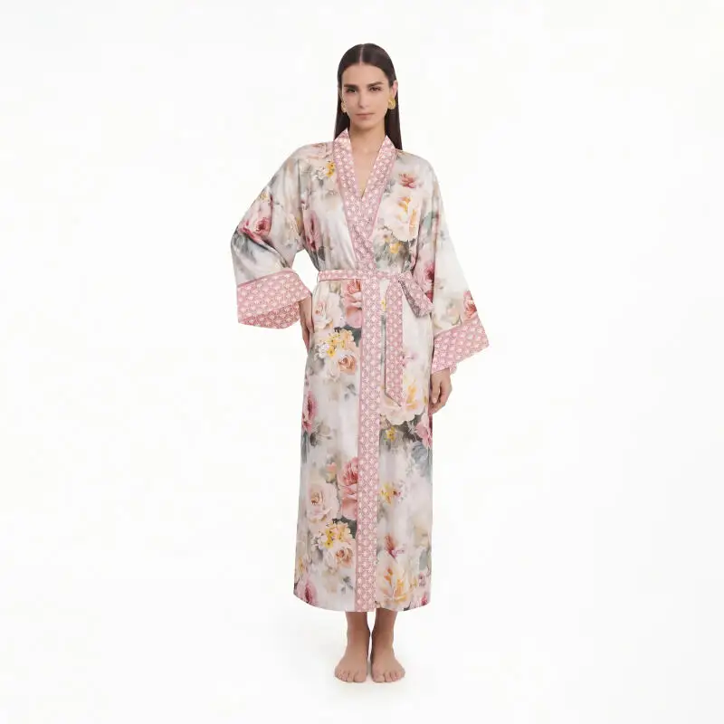 Autumn New Women Satin Sexy Robe Long Sleeve Bathrobe Casual Chiffon Kimono Gown Comfy Home Clothes Sleepwear Dressing Gown