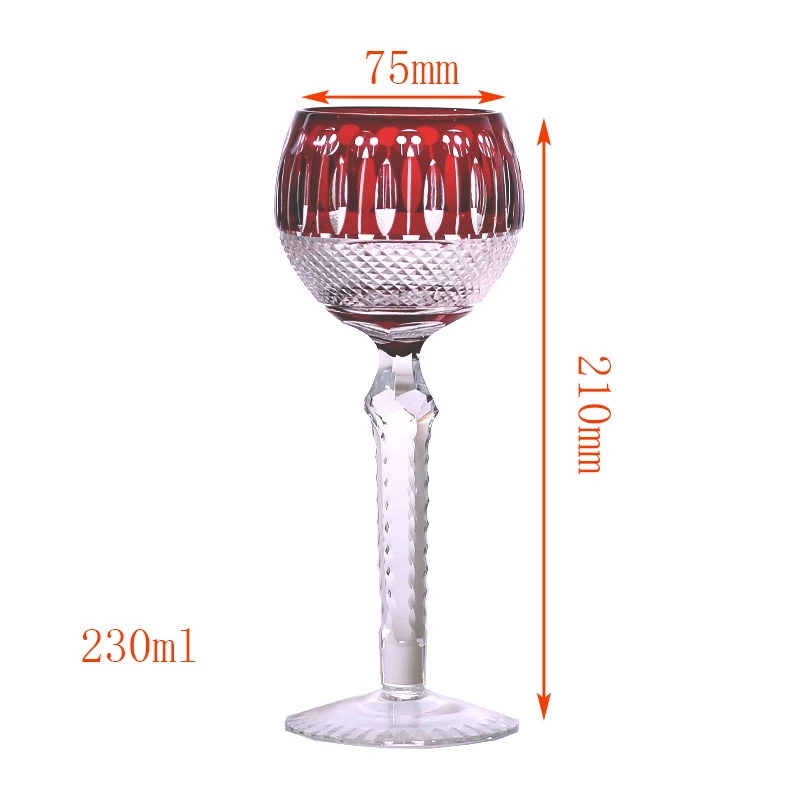 Hand-crafted timeless classic red crystal glass cocktail whiskey glasses hand-cut wine glasses