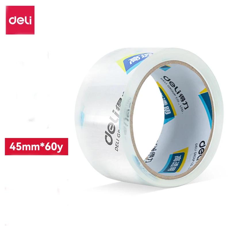 1Pcs DELI 30173 45mm*60y*50um Packing Tape Sealing Tape High Transparent Wide Tape High Viscosity