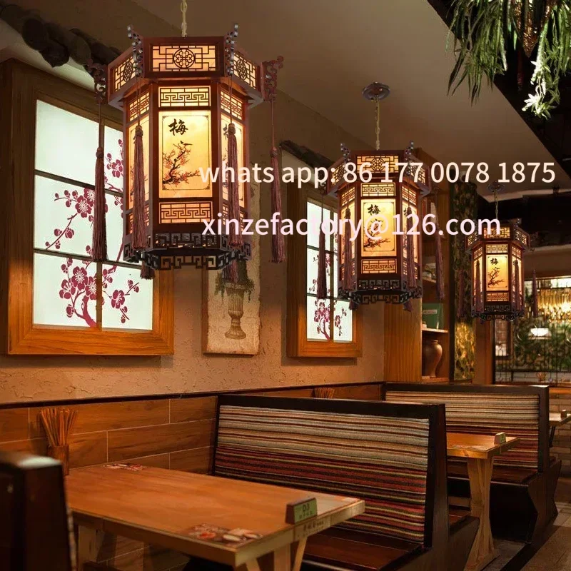 Customizable Solid Wood Palace Lantern Chandelier House Aisle Corridor Restaurant Pendant Lamps Retro Lantern Lighting