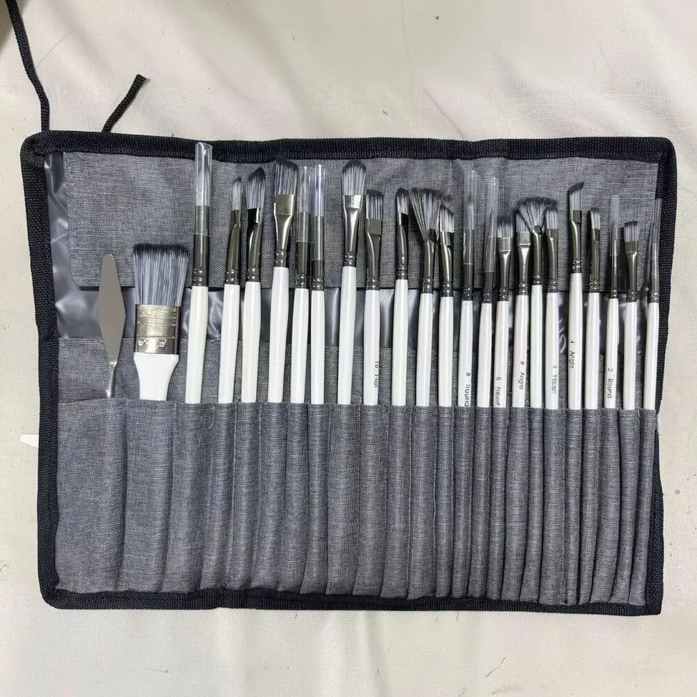 Artist Painting Brush Palette Set Essential Drawing Tools Nylon Hair For Oil Acrylic Watercolor Professional Supplies