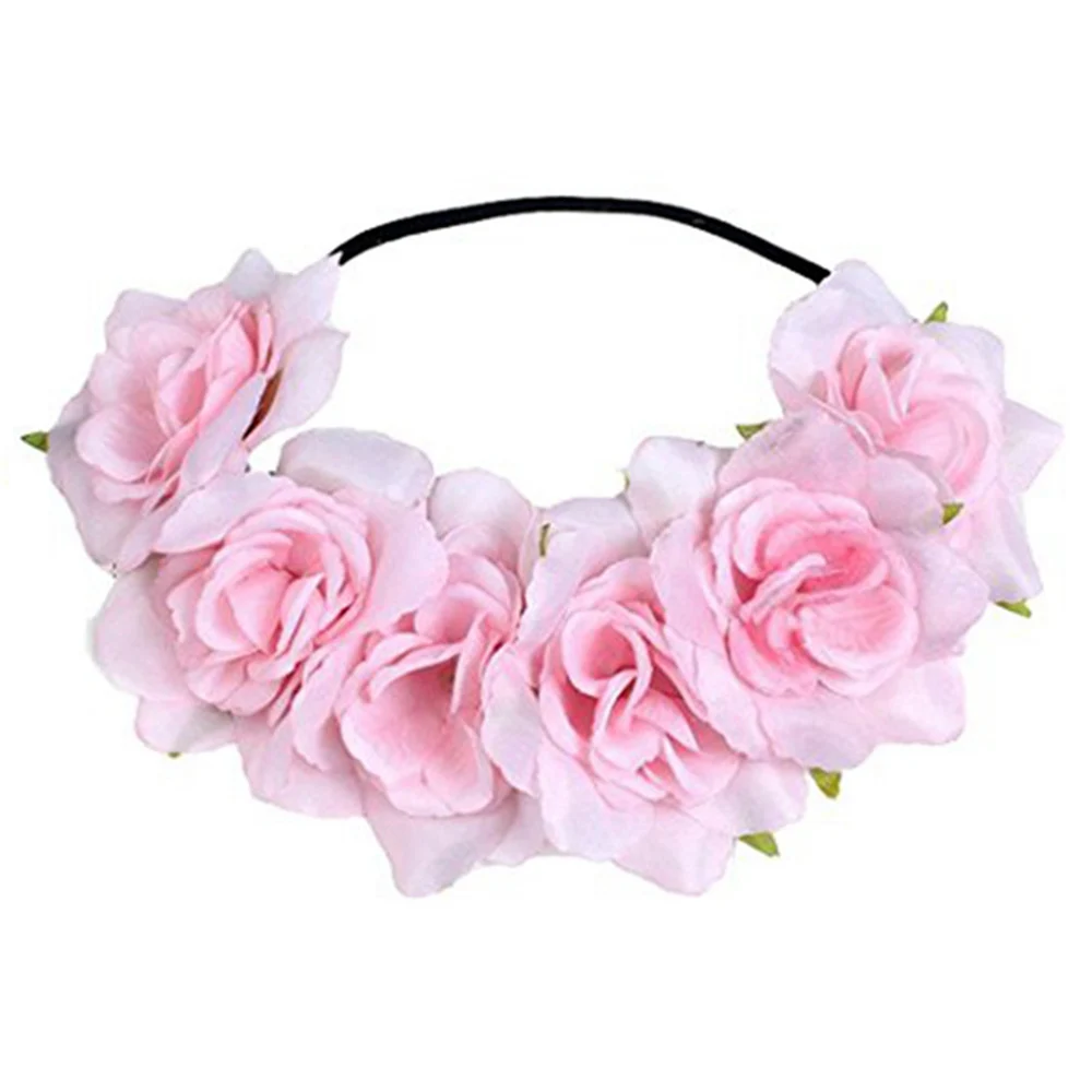 Girl Crown Floral Rose Flower Headband Mexican Flower Headband Wedding Hair Headpiece DIY Party Bride Garland Princess Wreath