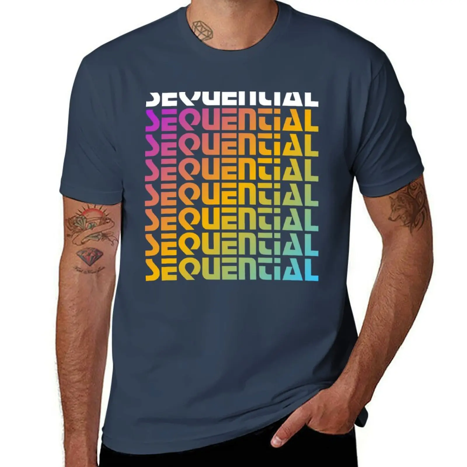 

Rainbow Sequential T-Shirt Basic Casual Short Sleeve Cotton Shirt