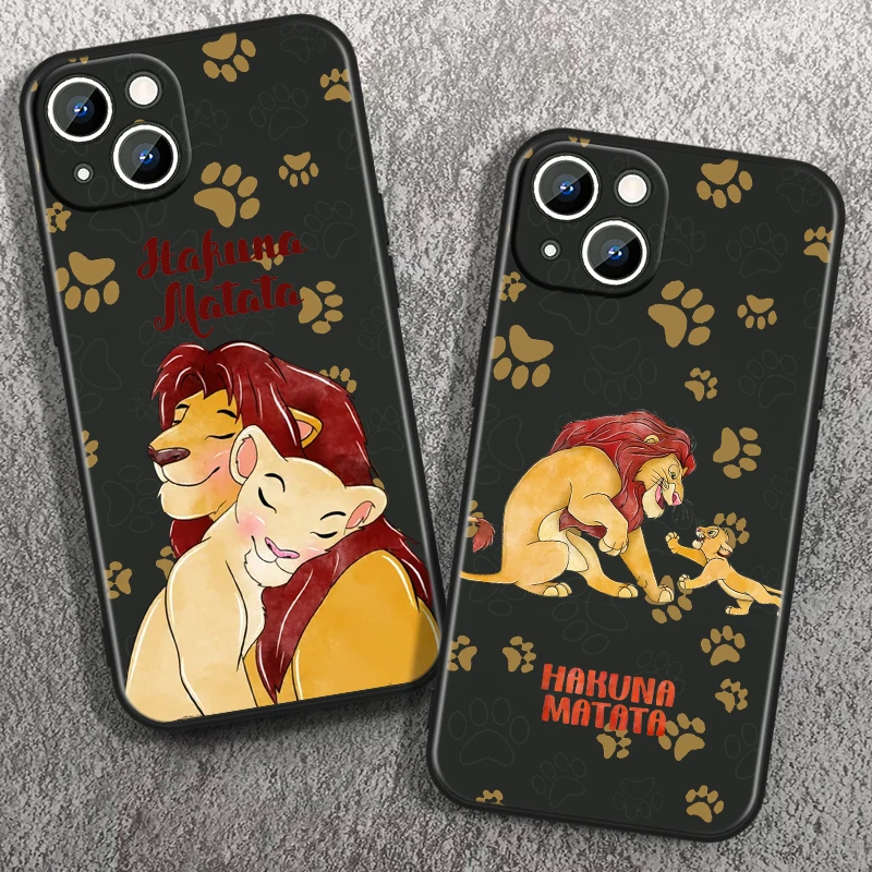 Cute Disney Lion King For Apple iPhone 15 14 13 12 Mini 11 XS XR X 8 7 Pro Max Plus Soft Silicone Black Phone Case