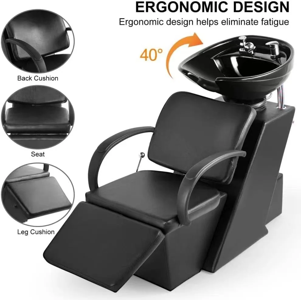 New design luxury hair wash basin shampoo chair salon portable shampoo chairs and bowls set hair salon furniture cheap