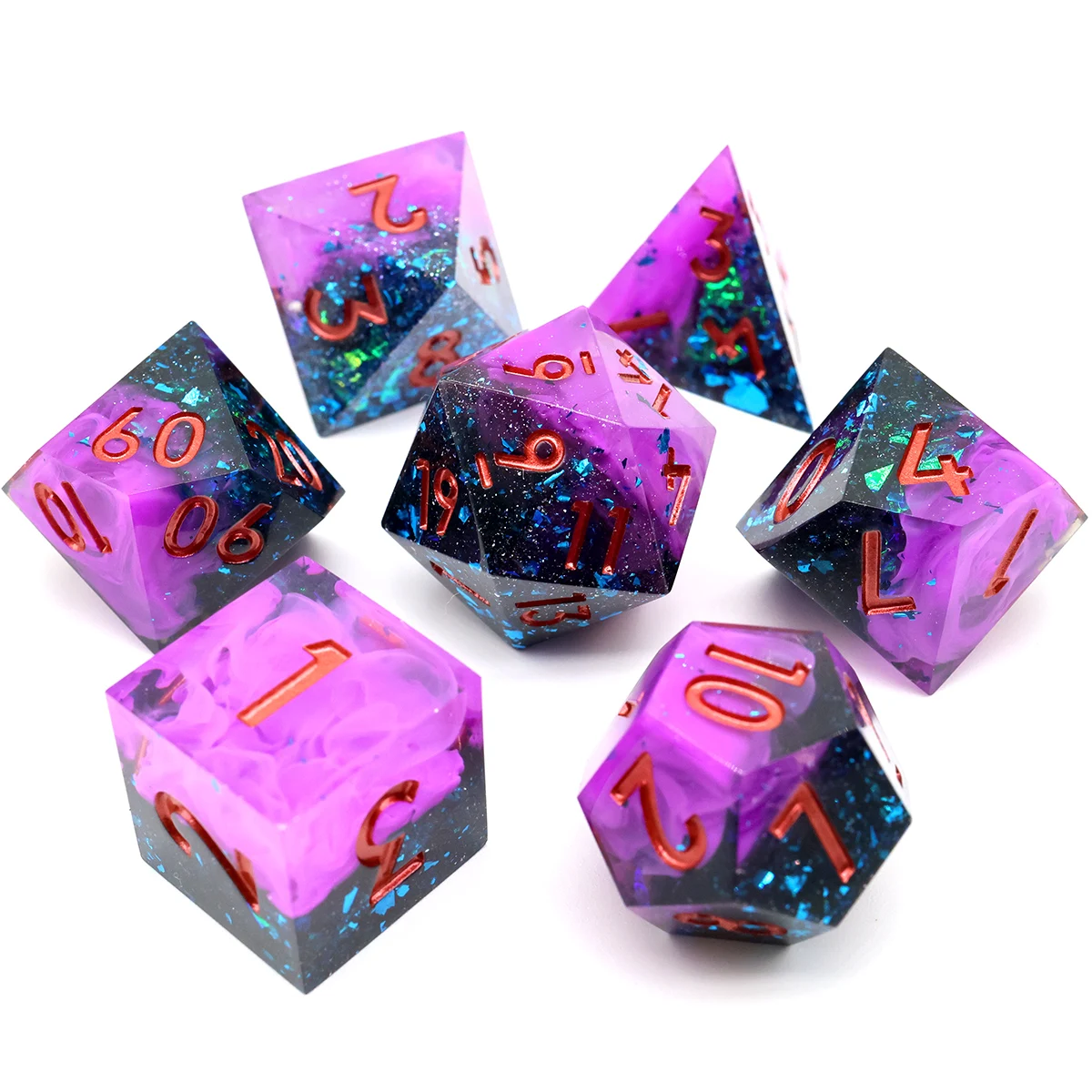 

Resin Sharp Edge Full Set Handmade D&D Dice Set Dados De RPG For Role Playing Board Game Juegos De Mesa-Forest Girl