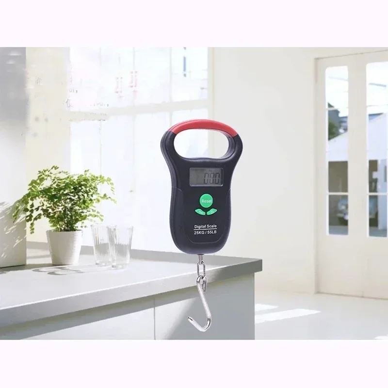 

25Kg/55Lb LCD Display Digital Scale Portable Electronic Luggage Scale Pocket Spring Scale Hook Kitchen Weight with Tape Measure