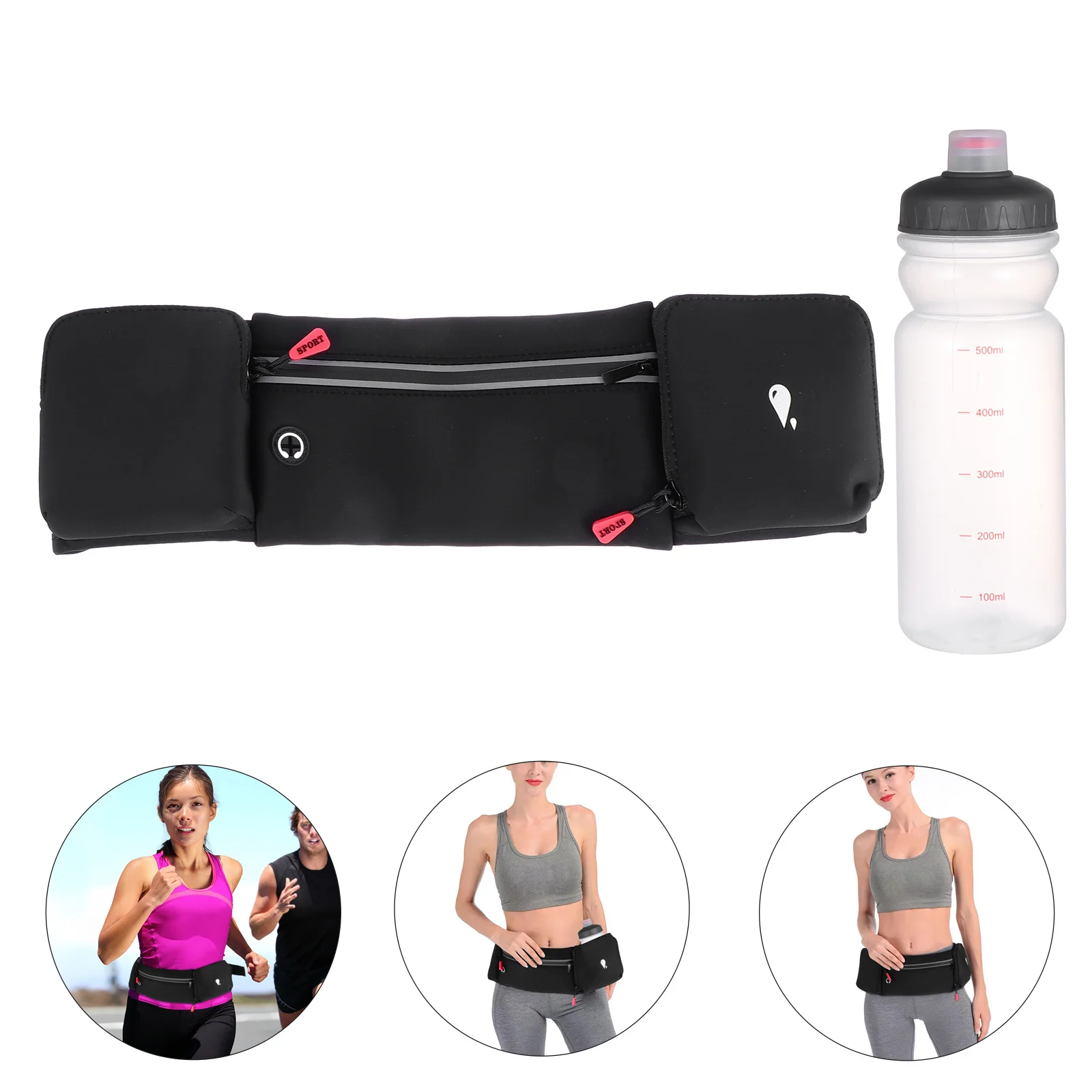 

Lightweight Sport Waist Bag Water Resistant Large Capacity Running Pouch Smooth Zipper Phone Holder Outdoor Fitness Waist Pack