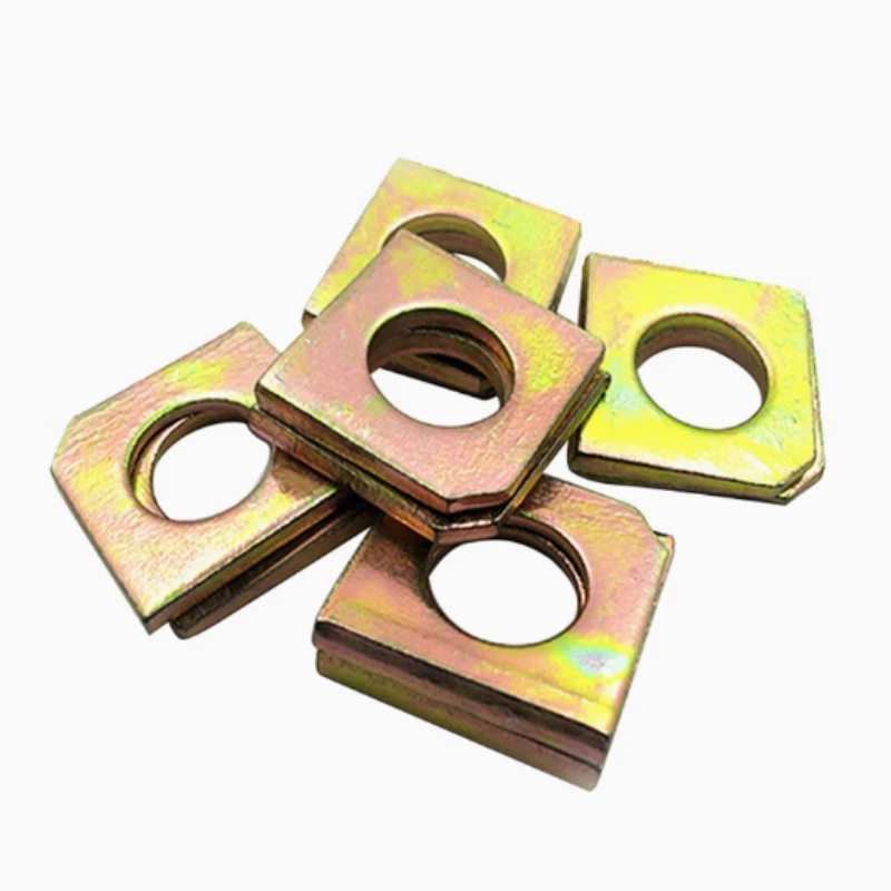 GB853 M8 M10 M12 M16 M20 M22 M24 M30 Color Coated Zinc Carbon Steel Square Bevel Washer Square Taper Gasket for Slot Section