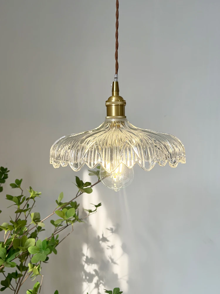 American retro light luxury brass glass small chandelier bar entrance aisle entrance balcony bay window lamps