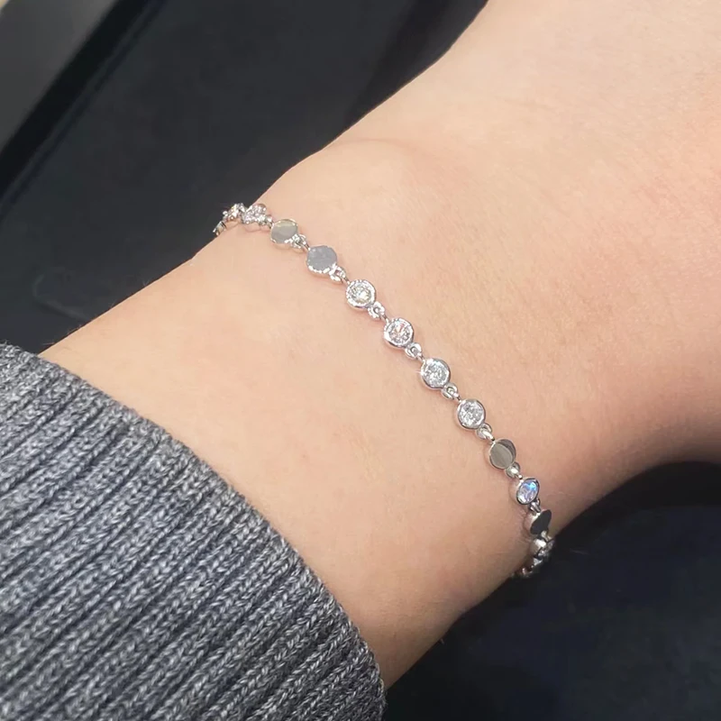

Ladies' fashion luxury jewelry s925 pure silver round exquisite bracelet engagement Valentine's Day Christmas gift